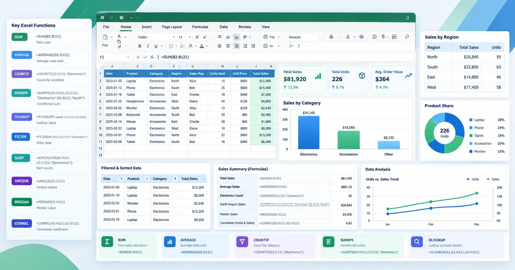 20+ Excel Functions for Data Analysis: A Practical Guide With Examples